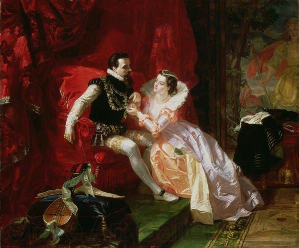 Edward Matthew Ward Leicester and Amy Robsart at Cumnor Hall Norge oil painting art